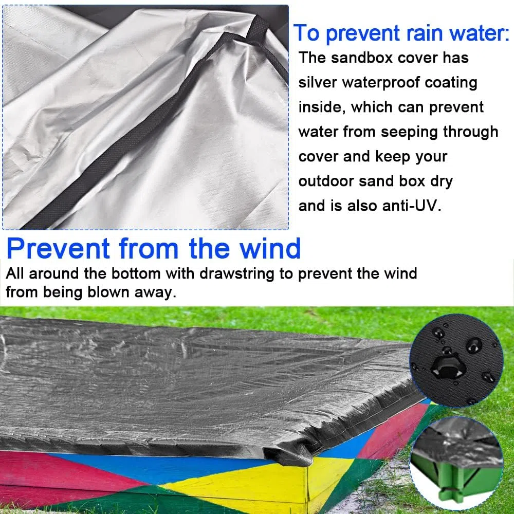 Copertura per Sabbiera Telo Copri Sabbiera 120cm x120 Protezione per Sandbox Resistente e Impermeabile Protettiva in Tessuto Oxford per Sandbox (Nero)
