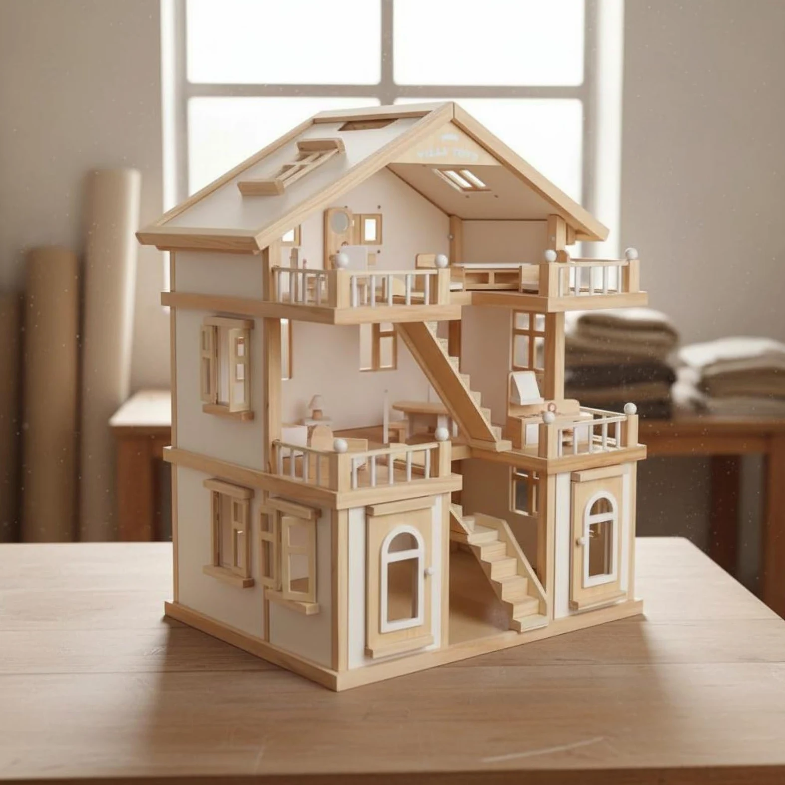 Casa Delle Bambole in Gioco Casa Principessa Casetta Giocoset per Bambini con Spazi Condivisibili E Componenti Apribili Adatta a Gioco Collaborativo, Bianco
