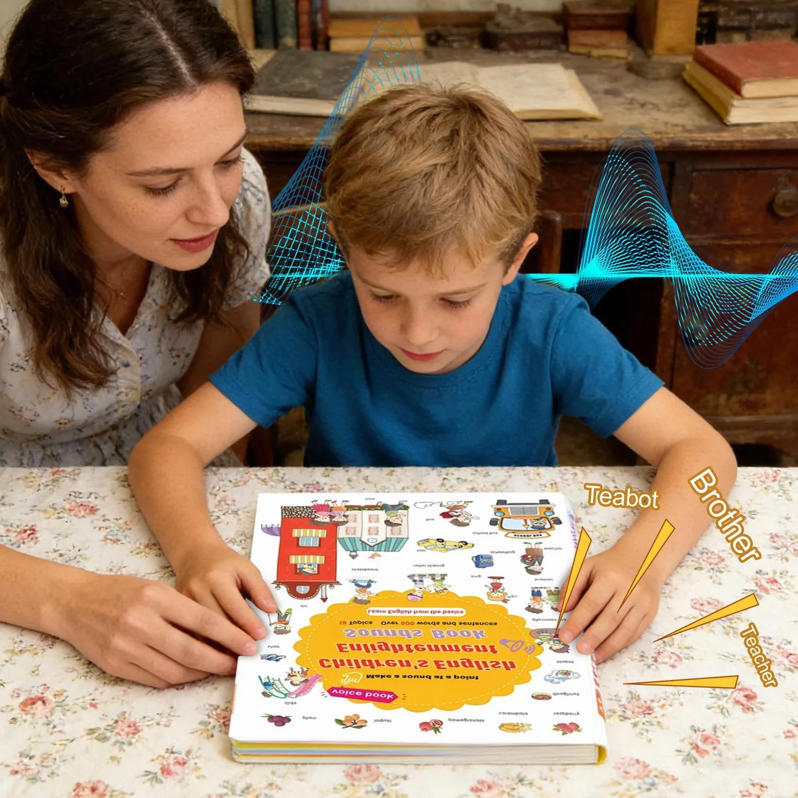 Libri Interattivi Sonori in Inglese,Giocattolo Educativo con 500+ Parole | Libri sonori interattivi - per la scuola, la classe, la biblioteca, il momento del gioco, la nanna e lo sviluppo del linguagg