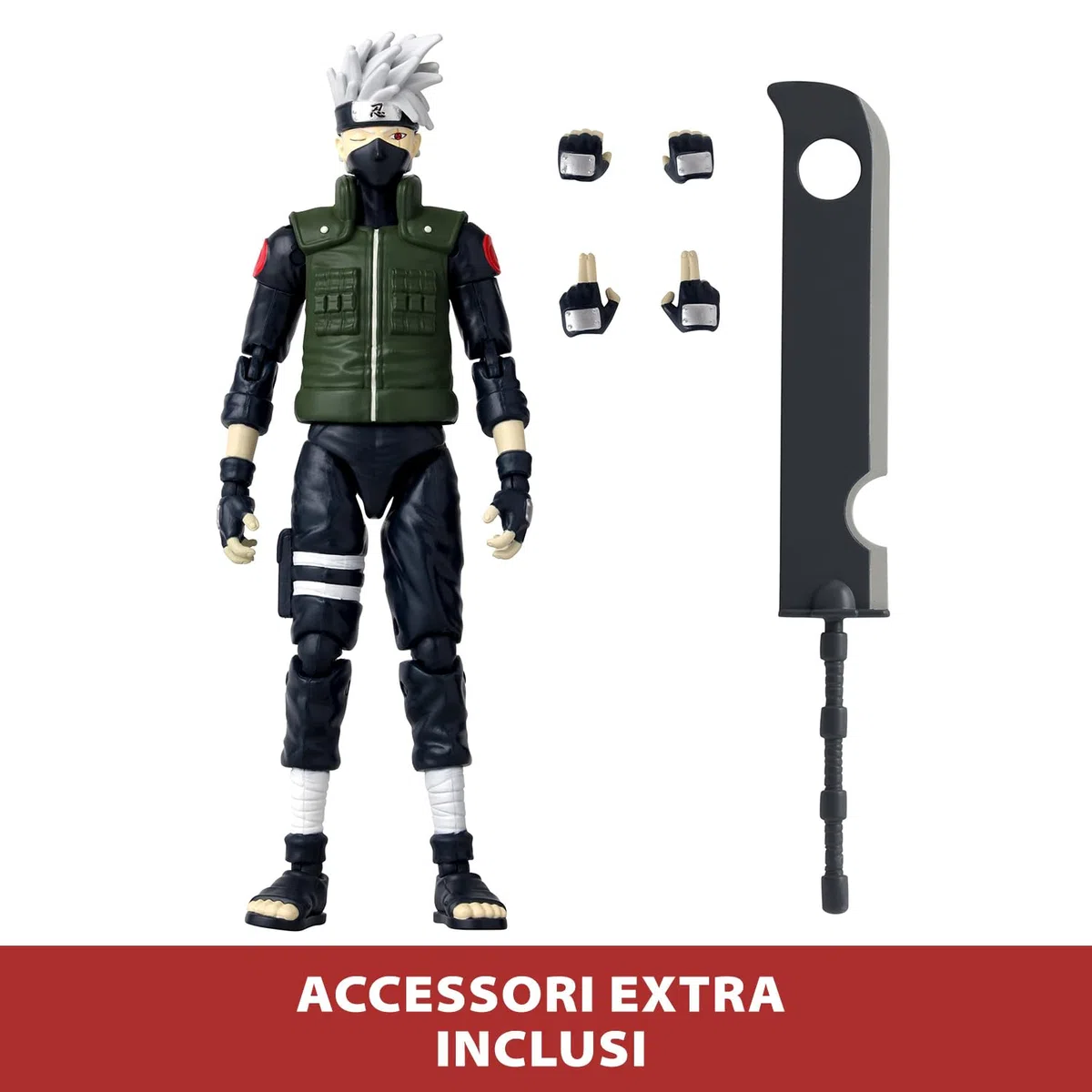 BANDAI - Anime Heroes - Naruto Shippuden - Figurina Manga Anime heroes 17 cm - Kakashi Hatake (Quarta Grande Guerra Ninja) - Figurina Kakashi articolata - Giocattolo per bambini 4 anni e + - 36963