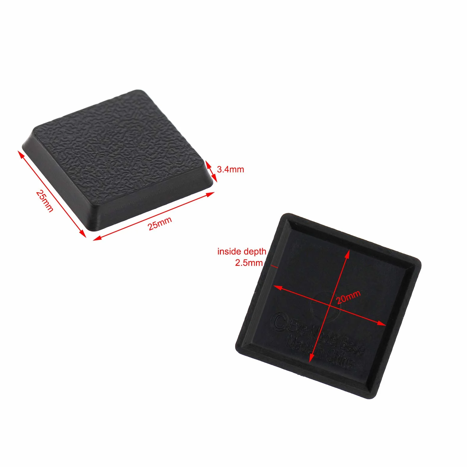 Evemodel 100 pz. Basi quadrate 25 * 25mm Modello Base Plastica Giochi di Guerra in Miniatura