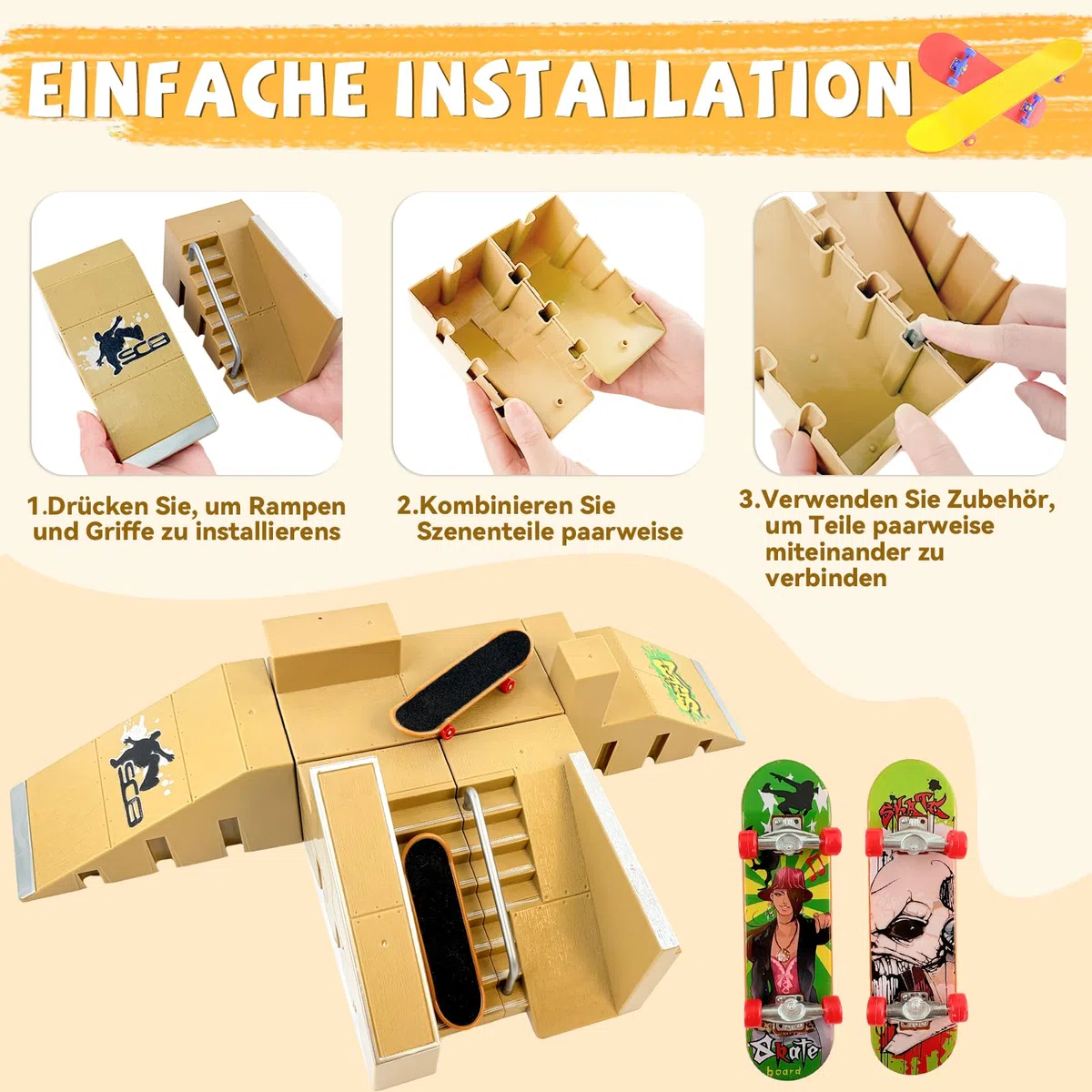 Morofme Set di accessori per skateboard e rampa per dita
