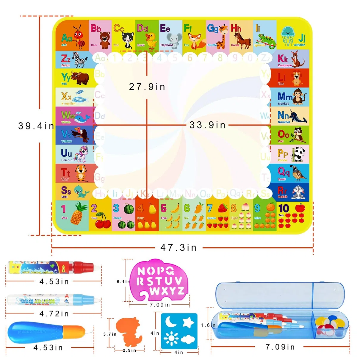 Aqua Water Doodle Matte, tappetino per bambini Aqua Magic Doodle, 120 x 100 cm, giocattolo per bambini a partire da 1 2 3 anni, regalo di compleanno per bambini