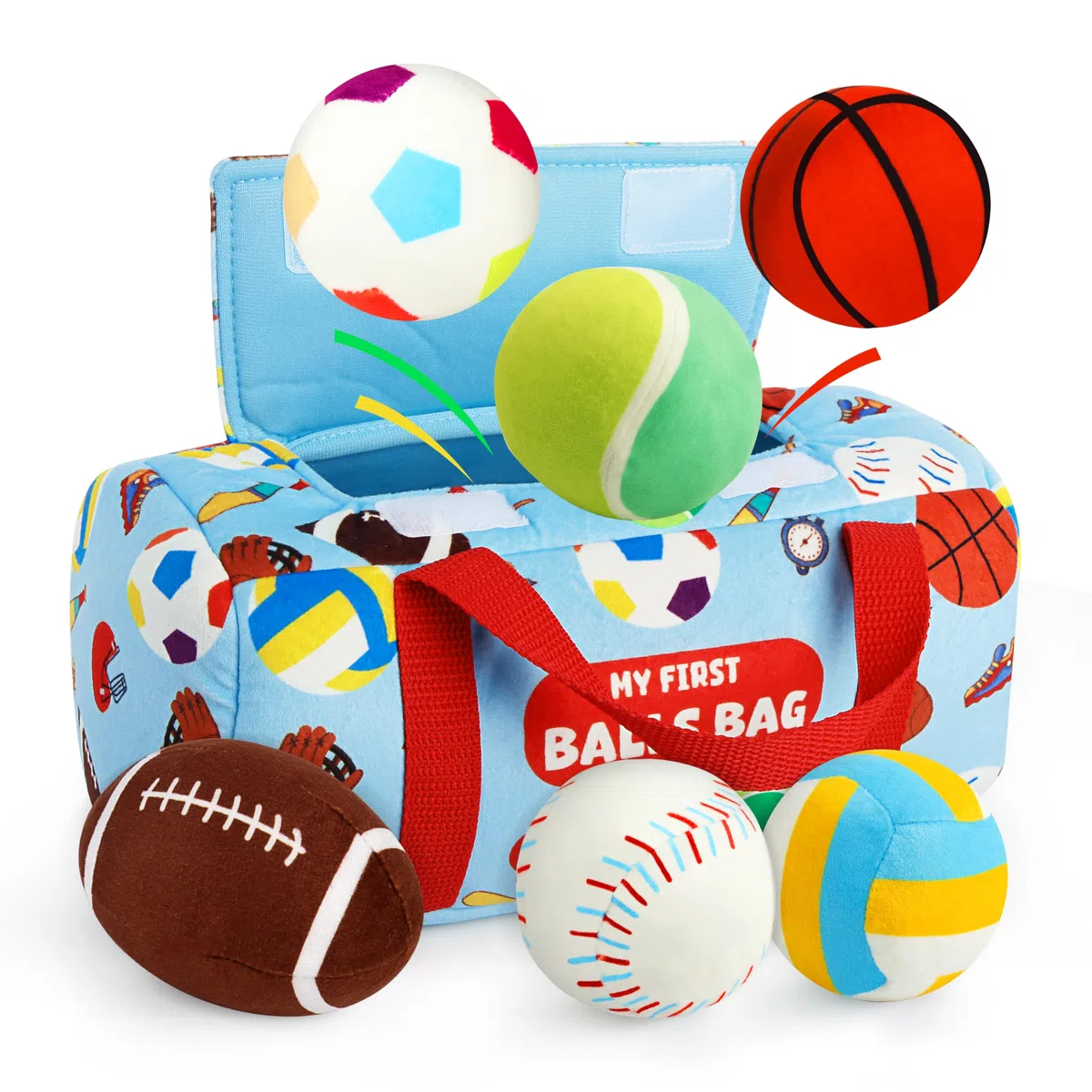 Vanmor Sensory Sports Balls per bambini, giocattolo per bambini con borsa da viaggio, giocattolo educativo precoce per bambini dai 12 mesi in su, perfetto per lo sviluppo sensoriale, ottimo regalo per