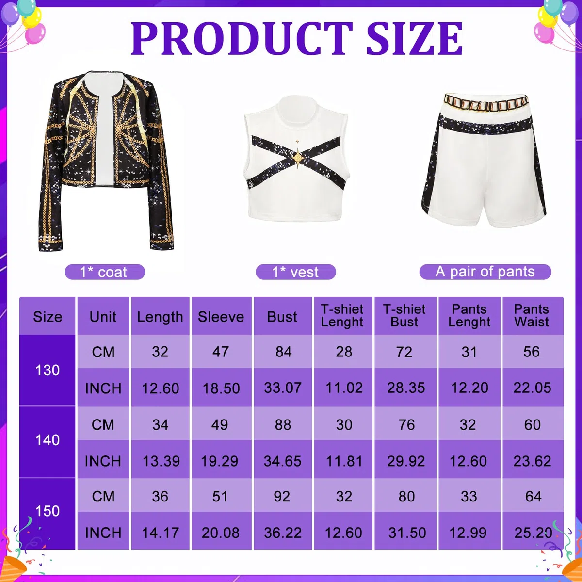 JIASHA Costume cosplay uniforme, 3pcs Kp0p Costume Bambina Set, Animes Cosplay Costume, K-p0p Costume, cacciatori di dem0ni, Bambini Carattere Carnevale Natale Party