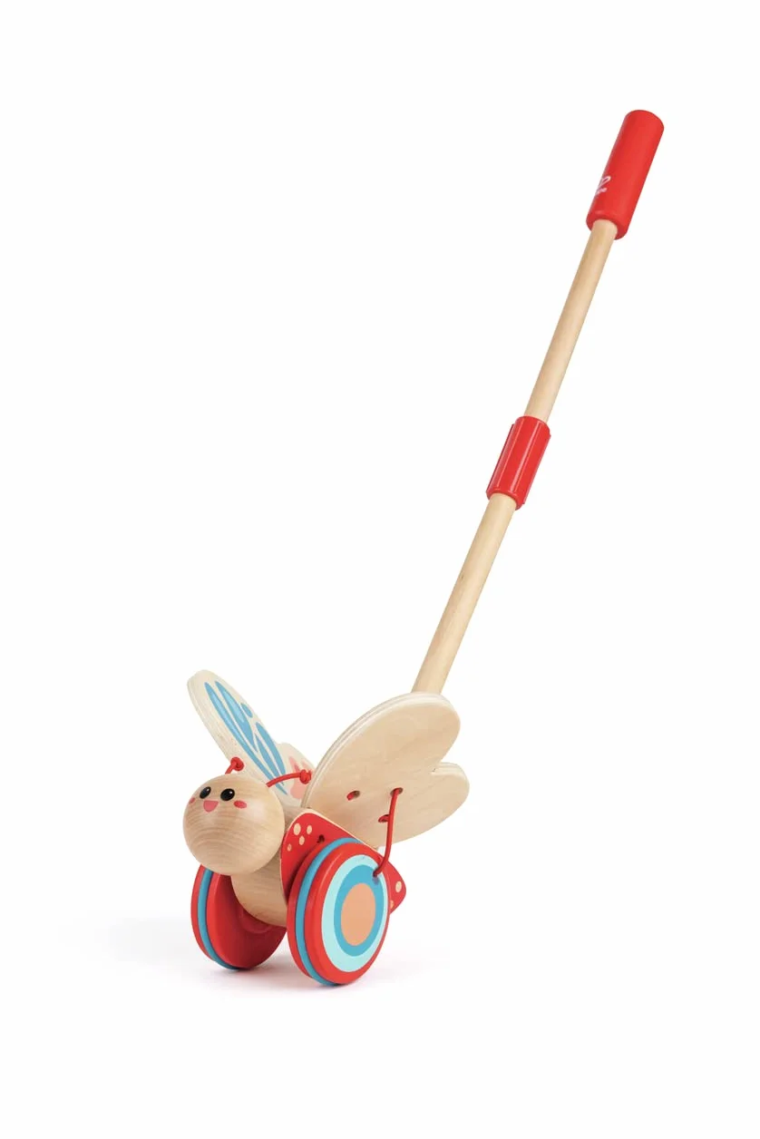 Hape Farfallina colorata da trainare |Farfalla che batte le ali | Giocattolo in legno per bambini dai 12 mesi