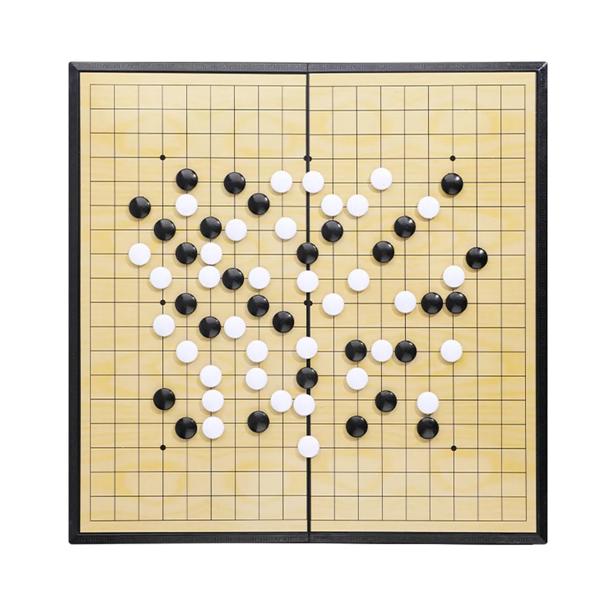 Set di gioco magnetico Go, set da gioco Go con due scatole di conservazione, pieghevole, in plastica convessa singola, per intrattenimento e tempo libero (Giallo+Nero,C)