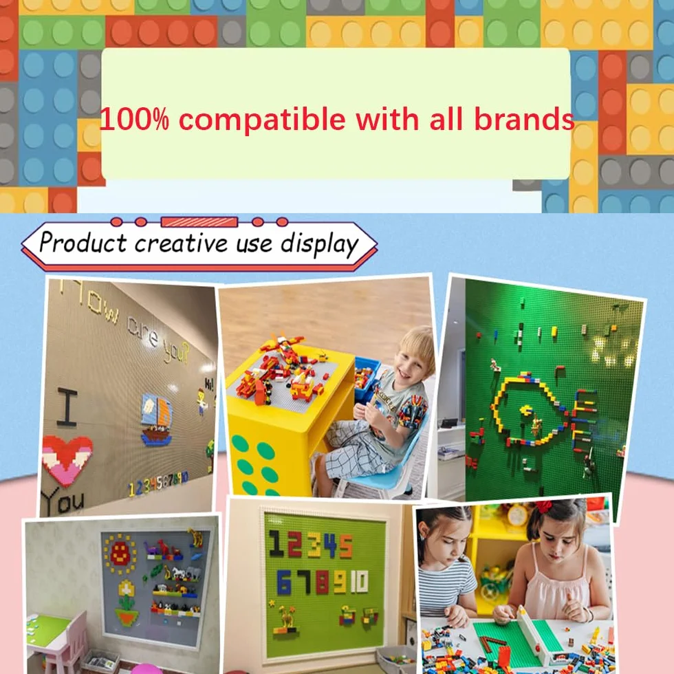 Set di 8 pannelli compatibili con Lego Classic, piastra verde blu e grigio sabbia, 25,5 x 25,5 cm