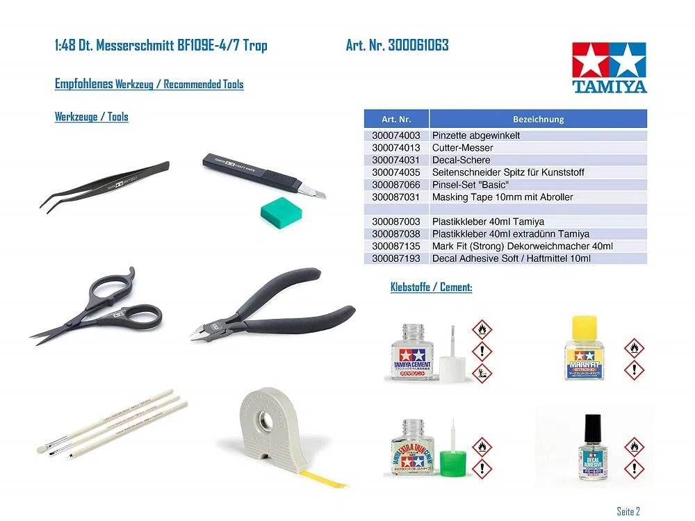 TAMIYA 300061063 – Modellino 1:48 WWII Messerschmitt BF109E-4/7 Trop