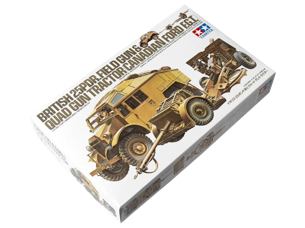 Tamiya- British 25LB Gun Veicolo Modellino in Scala, Colore Mimetico, Small, 35044