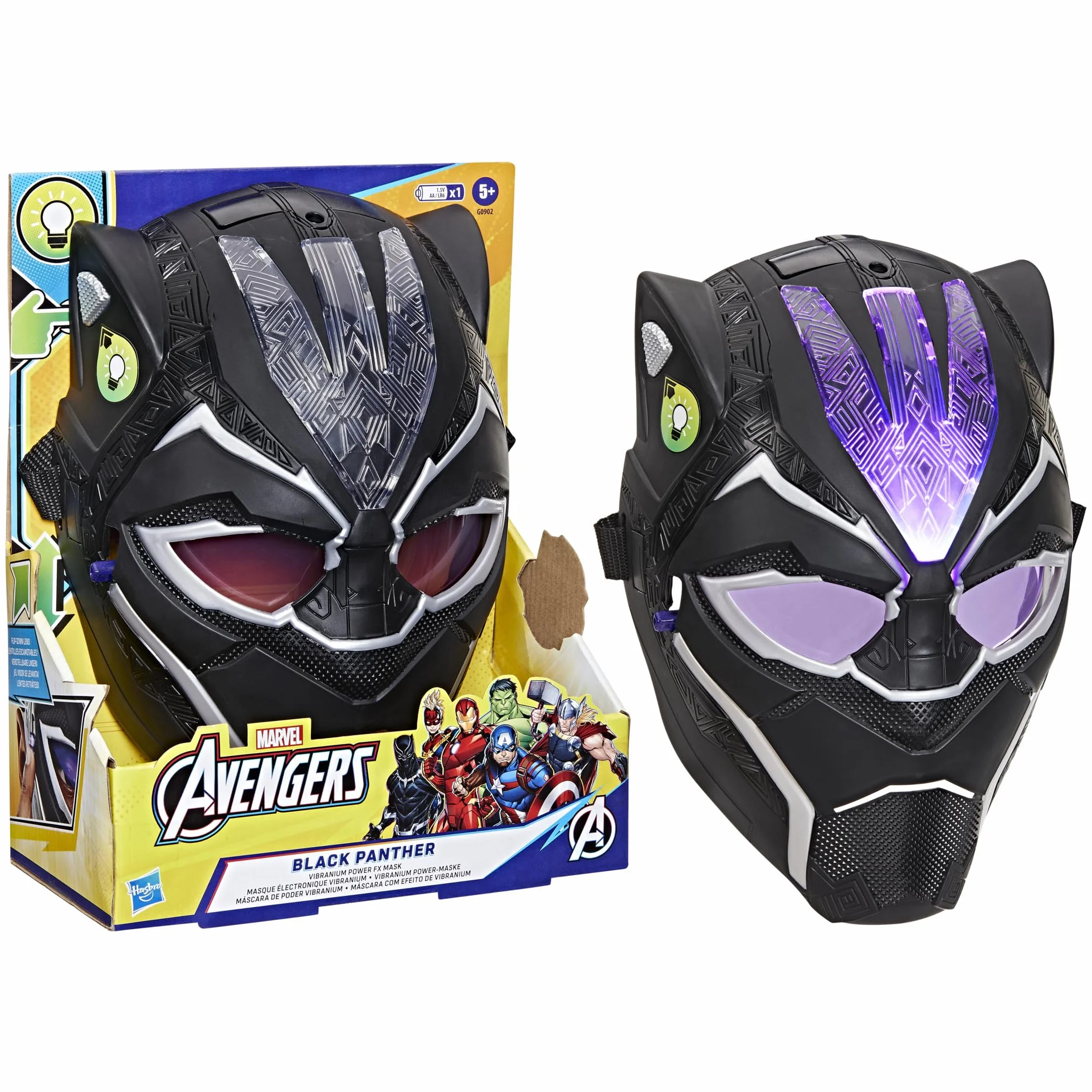 Hasbro Marvel Avengers, maschera Vibranium con effetti speciali di Black Panther, giocattolo per roleplay elettronico