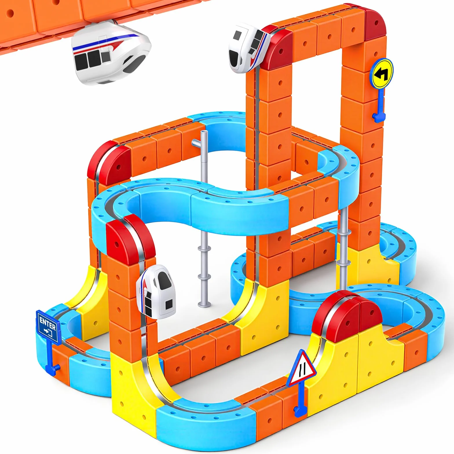 80 Pezzi Giochi Bambini 3 4 5 6 7 8 Anni, DIY Cube Track Trenino Elettrico per Bambini Treno Elettrico per Bambini Regalo Bambino 3-8 Anni