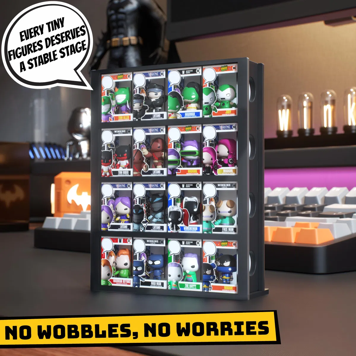 Winkine Protezione per morsi in acrilico compatibile con Funko Pop, espositore trasparente a 4 ripiani, supporto rigido per figure