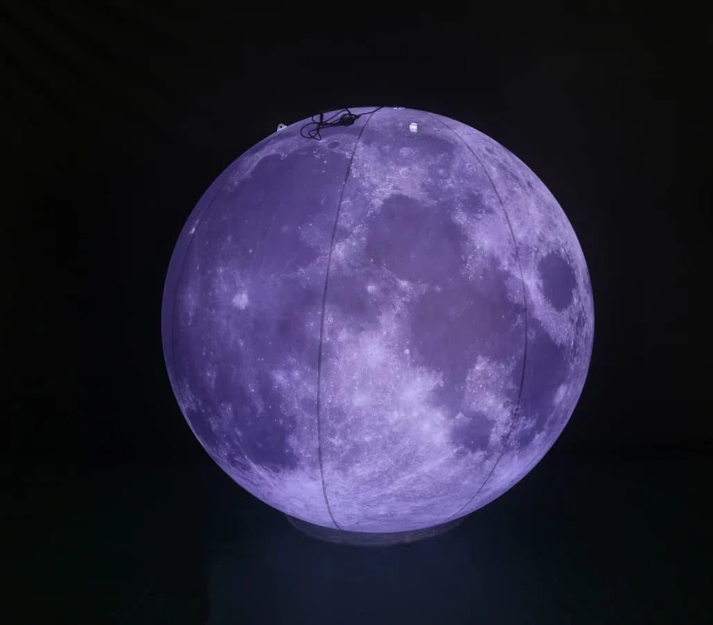 Set di 9 pianeti gonfiabili con illuminazione a LED, 9 pianeti + sole e luna, 11 pezzi, astronomia per educazione, galassia, spazio, decorazione per feste a tema (Luna, diametro 1,5 m)