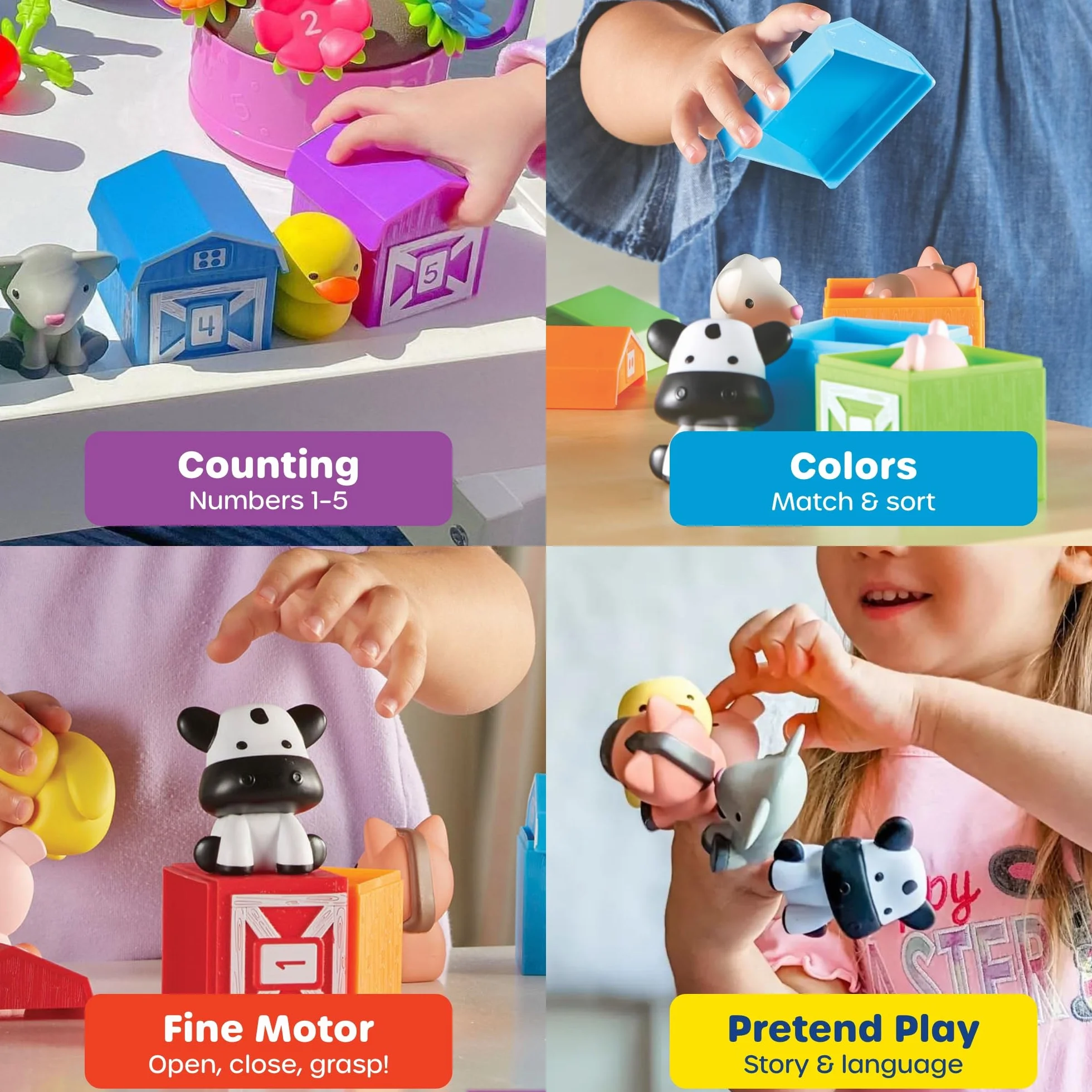 Learning Resources Fattoria Peekaboo, 18+ Mesi, Gioco Educativo con Fienili Numerati, Animali da Indossare e Sviluppo Motricità Fine