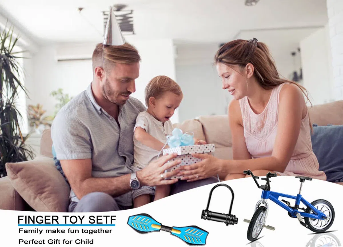 Morofme Set di 18 mini giocattoli per dita, skateboard per dita, bicicletta, monopattino, minuscolo, punta delle dita, ruote di ricambio, attrezzi