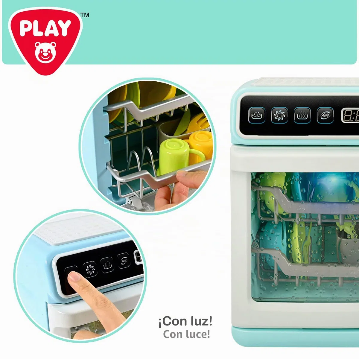 COLORBABY Play- Lavastoviglie Giocattolo con Luce e Suono per Bambini, elettrodomestici Giocattolo, lavastoviglie per Bambini, Mini lavastoviglie (46900)