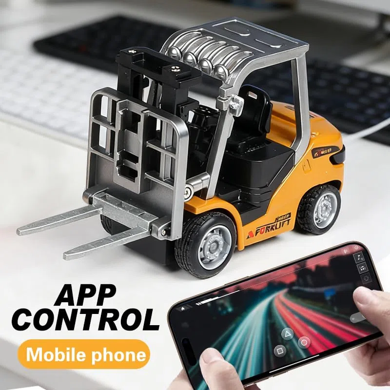 DUKUSEEK Mini carrello elevatore a forcale RC della scala 1:64, modello telecomandato RWD della costruzione del veicolo industriale della lega RC