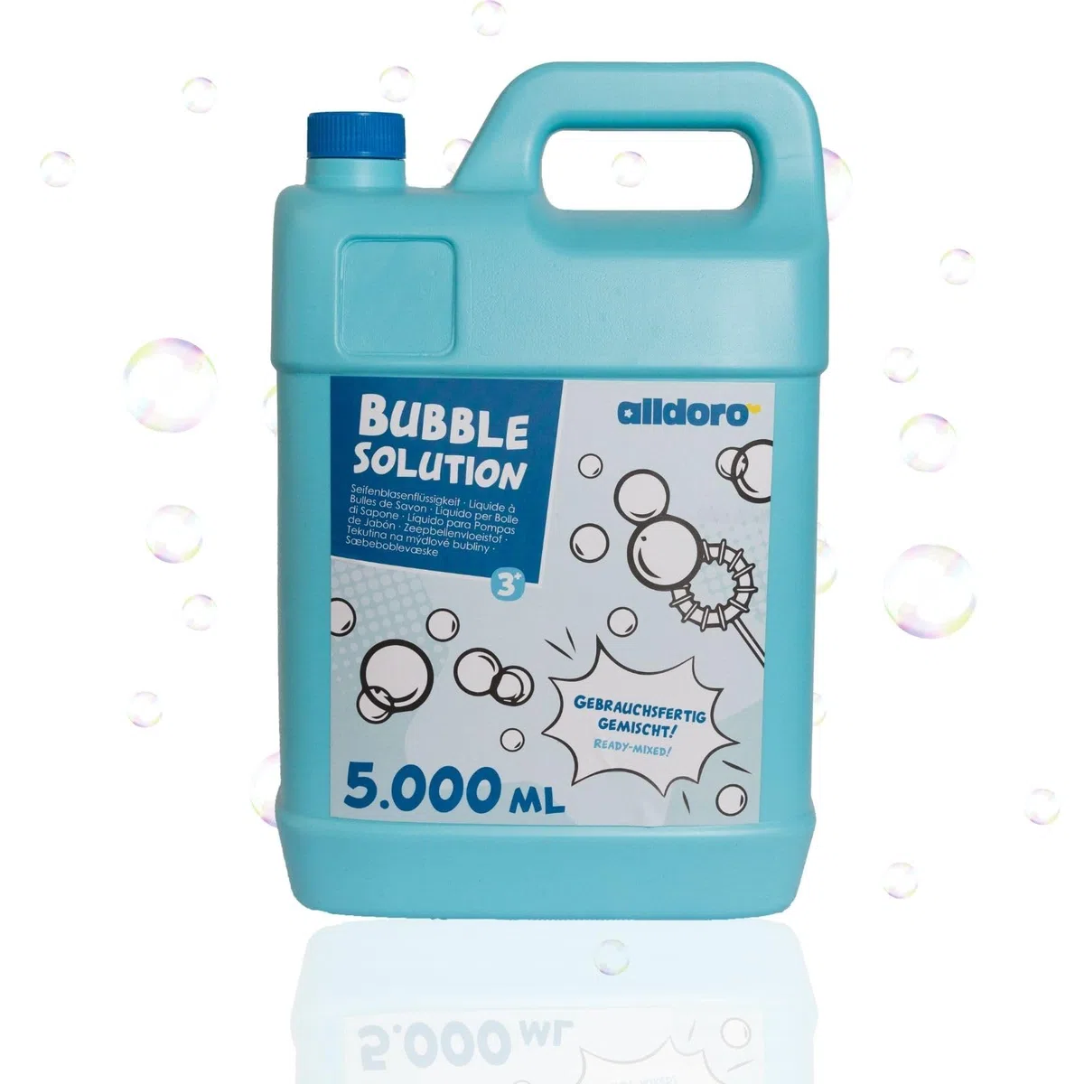 alldoro 60658 Bubble Fun liquido per bolle di sapone in tanica da 5000 ml, acqua saponata come scorta da 5 litri XXL, per bambini, adulti, feste ed eventi