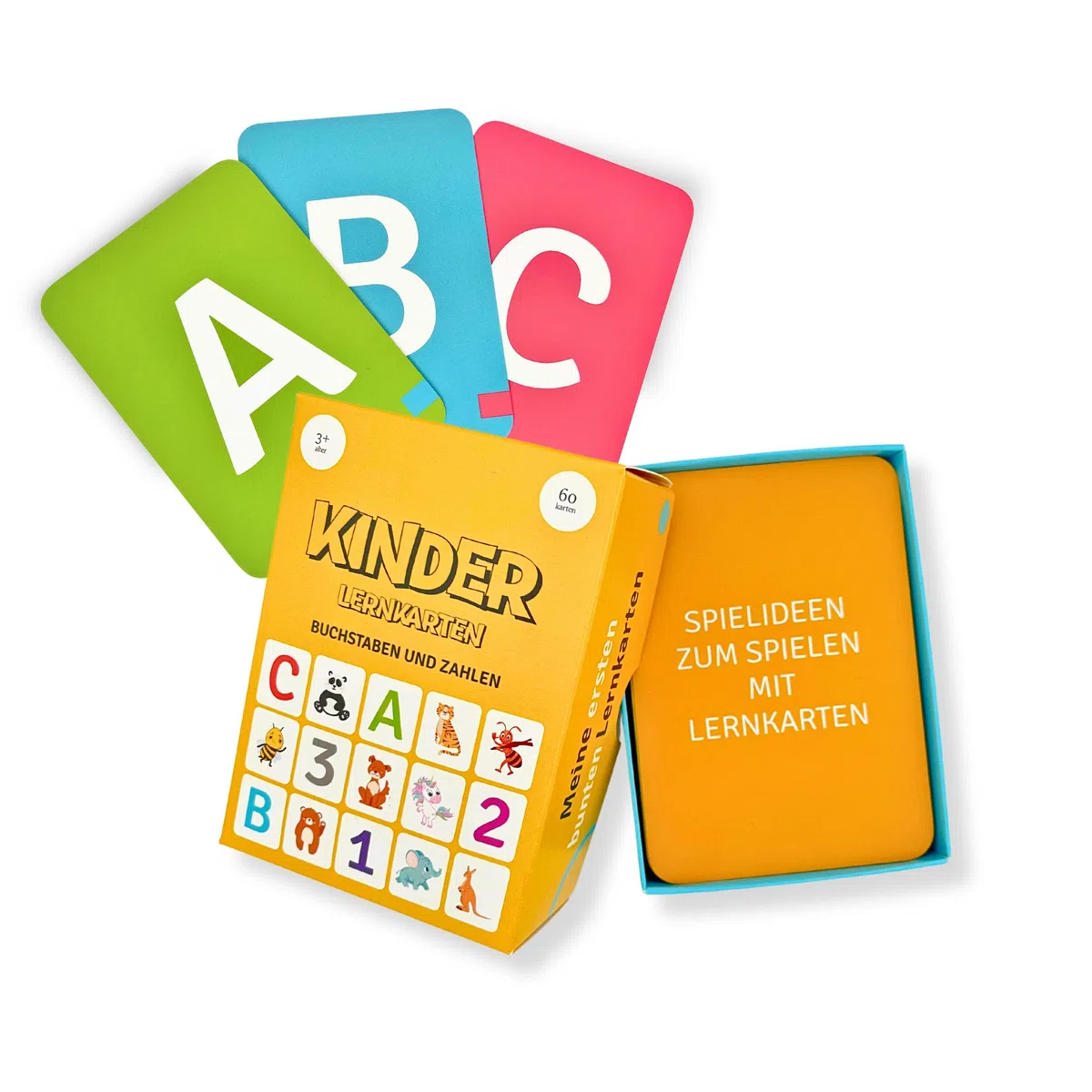ABC & 123 carte educative – 60 carte per imparare a lettere, alfabeto tedesco completo e numeri 1-12 con idee di gioco bonus, flash montessori a partire dai 3 anni per scuola materna e asilo