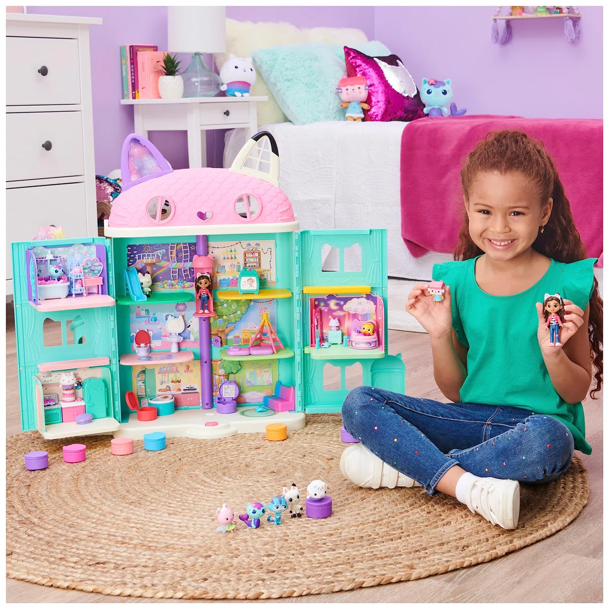 Gabby's Dollhouse, Confezione deluxe con Gabby e gattini, 7 personaggi di Gabby, giochi per bambini dai 3 anni in su