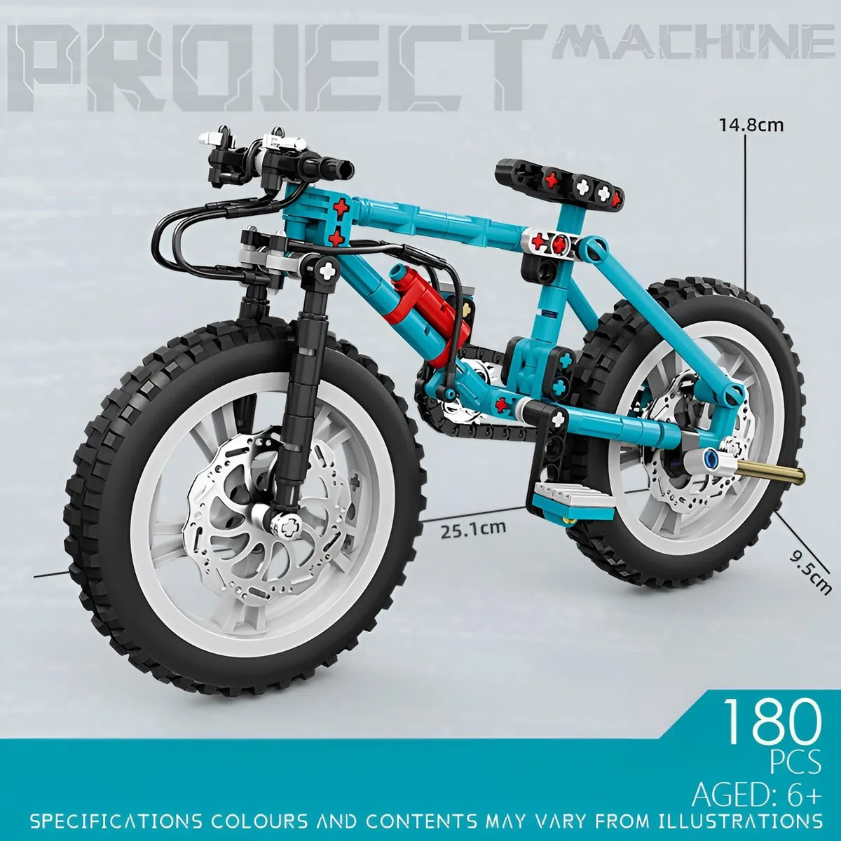 Set di mattoncini da costruzione per bicicletta, 180 pezzi, per mountain bike, modello di display per bicicletta, giocattolo educativo menta, regalo per adulti, bambini dai 6 anni in su, (blu