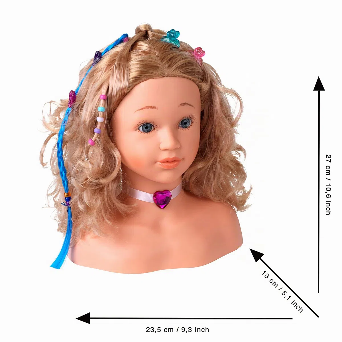 Theo Klein 5240 Testa da truccare e pettinare Sophia della Princess Coralie, mollette capelli, make-up dermatologicamente testato, accessori, 23.5 x 13 x 27 cm, Per bambini a partire dai 3 anni