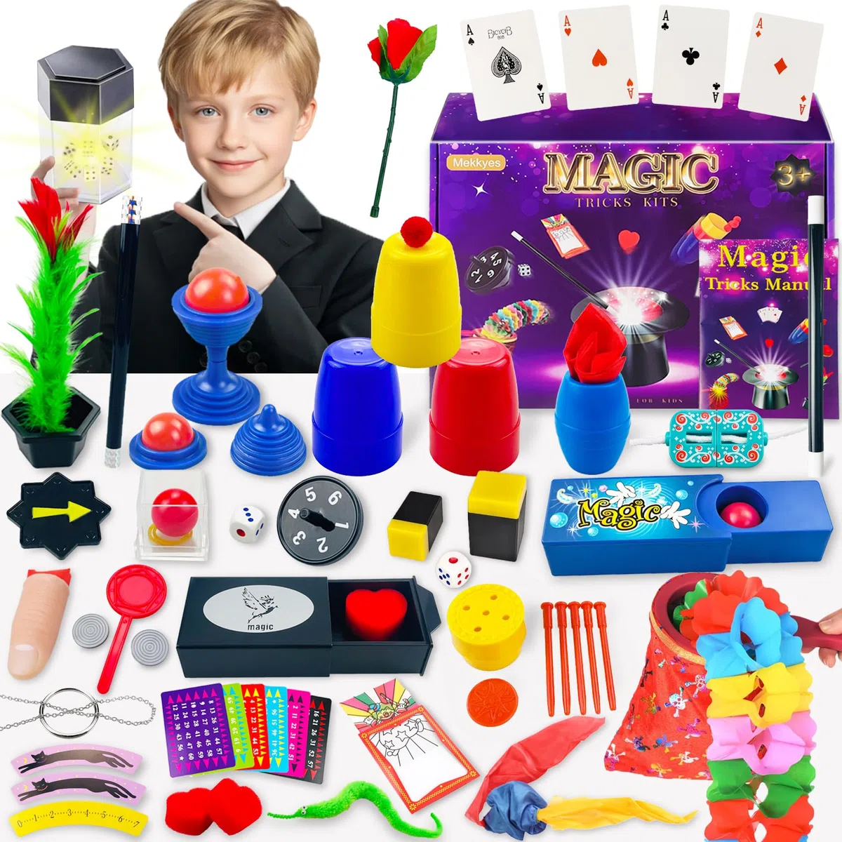 Giochi di Magia per Bambini - 80+ Giochi Bambini con Bacchetta Magica & Istruzioni, Incredibile Trucchi di Magia, 3-12 Anni