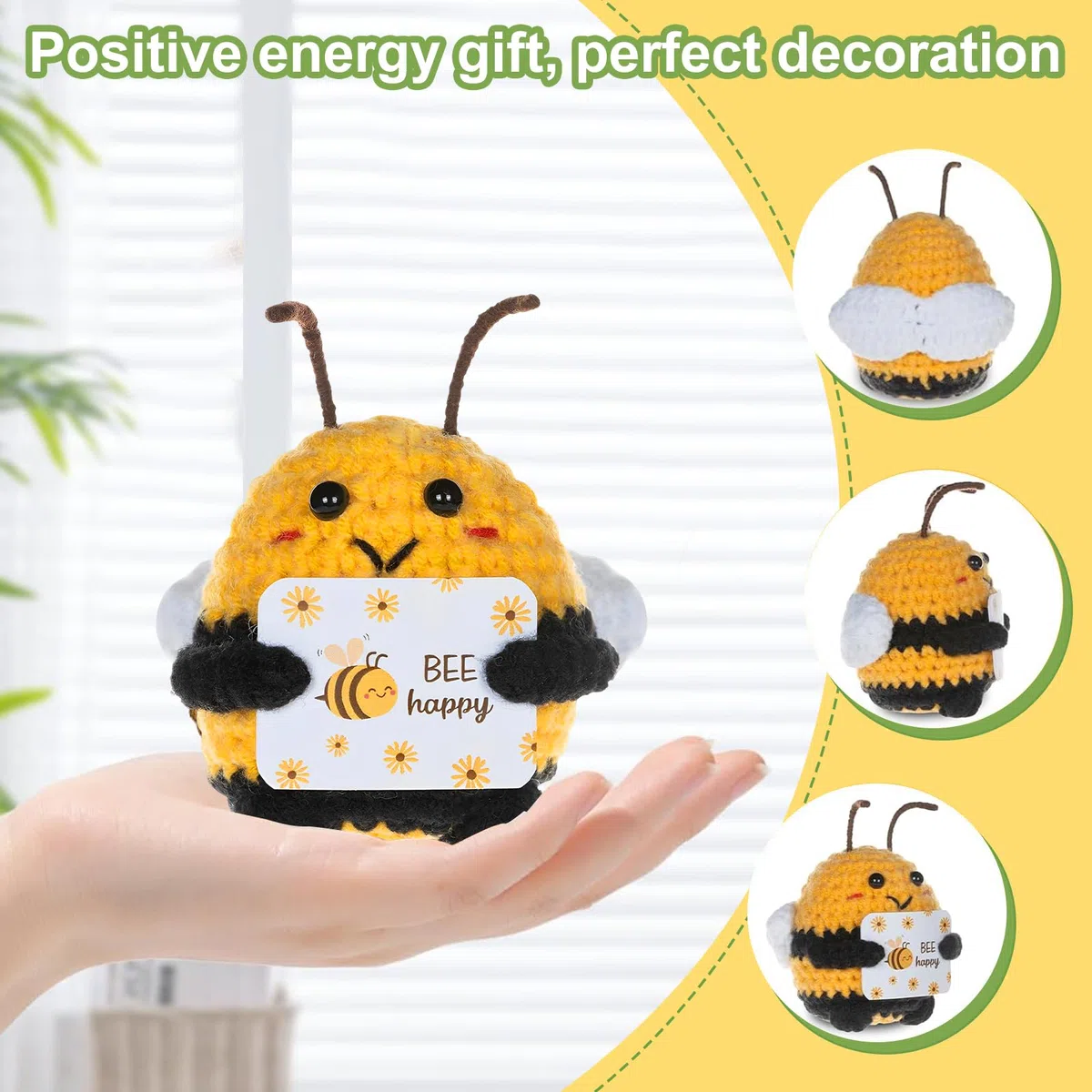 Abbraccio Tascabile Girasole Piccoli Regali, Abbraccio Tascabile Ape Portafortuna Regali, Peluche all'uncinetto per Regalo Incoraggiamento, Regalo Iscrizione Scuola (2 Pezzi)