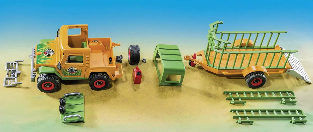 PLAYMOBIL Wild Life 6937 Jeep dei Rangers con Gabbia di Trasporto, dai 4 Anni, Blu