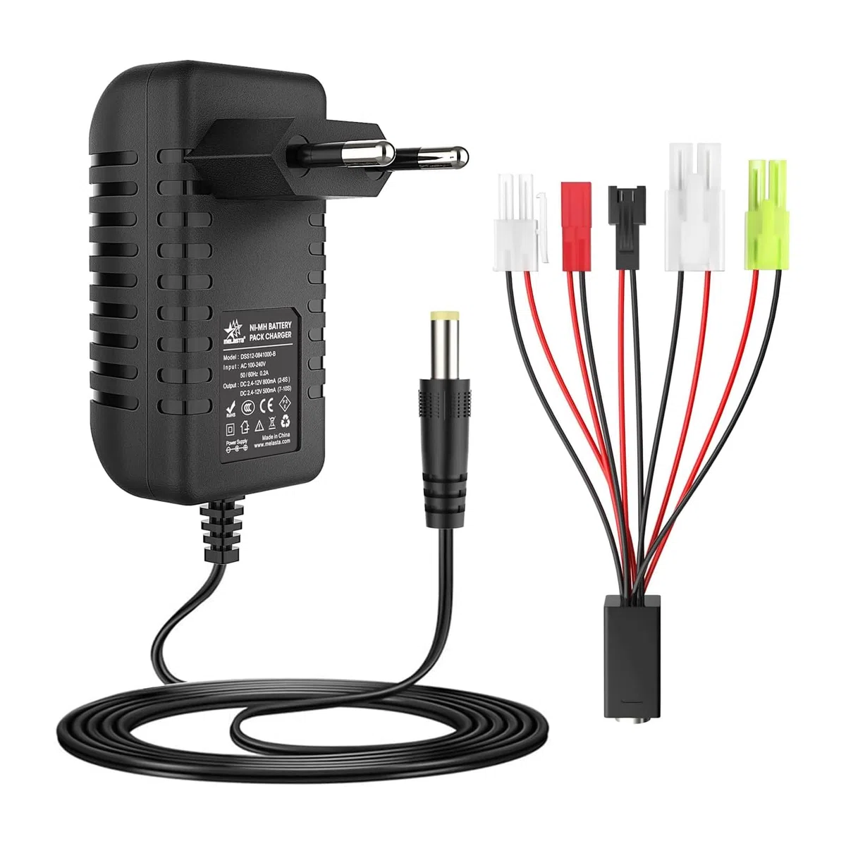 Intelligente NIMH NICD per Batteria Caricabatteria 2.4V 3.6V 4.8V 6V 7.2V 8.4V 9.6V 10.8V 12V per Pacco Batteria 2-10S NIMH Batteria per Auto RC Drone, Airsoft con Tamiya/Mini Tamiya/SM 2P/JST/HuanQi
