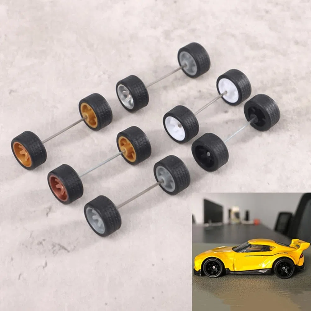 10 Set di Ruote All Terreno 1/64/Pneumatici in Gomma, Pneumatico Rimovibile da 18,3 mm per Ruota 1:64 Modello Camion RC All Terreno SUV Colore Casuale