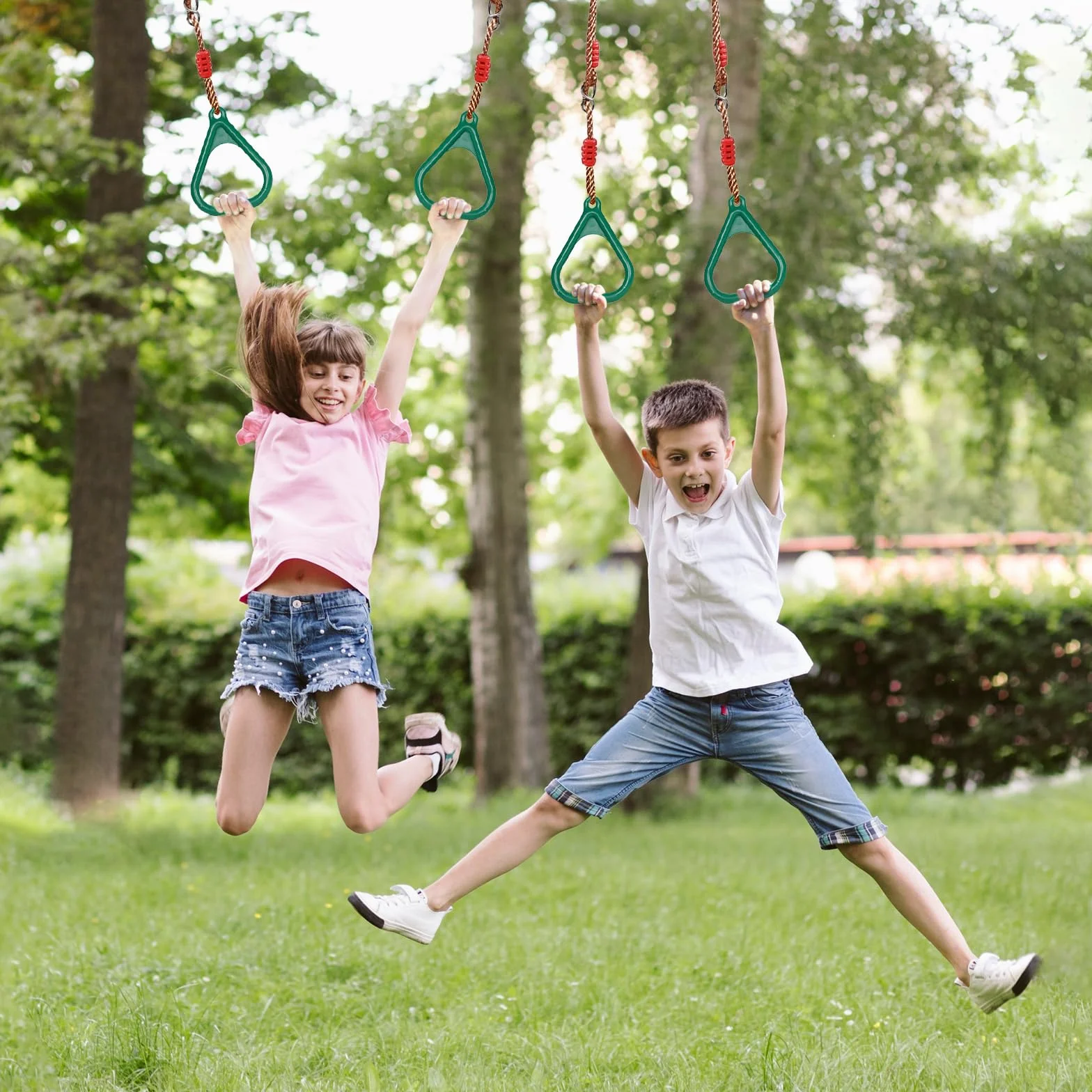 Anelli da ginnastica per bambini, per attività all'aria aperta, per bambini e adulti, lunghezza regolabile, alta sicurezza e facile da installare