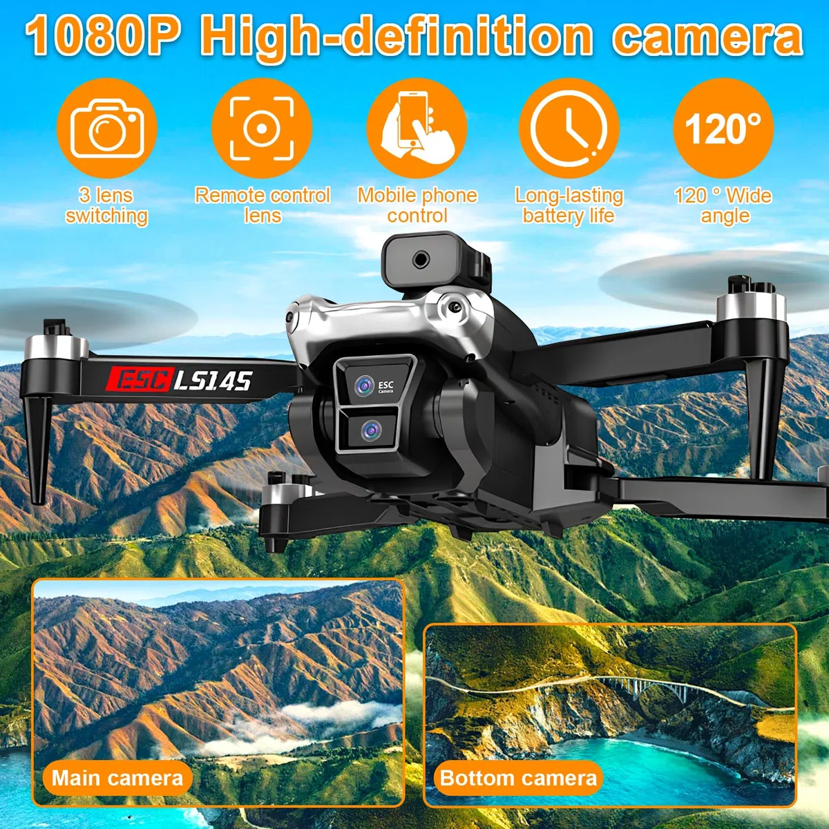Drone con Telecamera HD 1080P Pieghevole, Droni con Motore Brushless, Auto Hover, Mini RC Quadcopter Telecomandati Droni per Principianti e Bambini/Adulti, Giocattoli Regalo per Ragazzo e Uomo