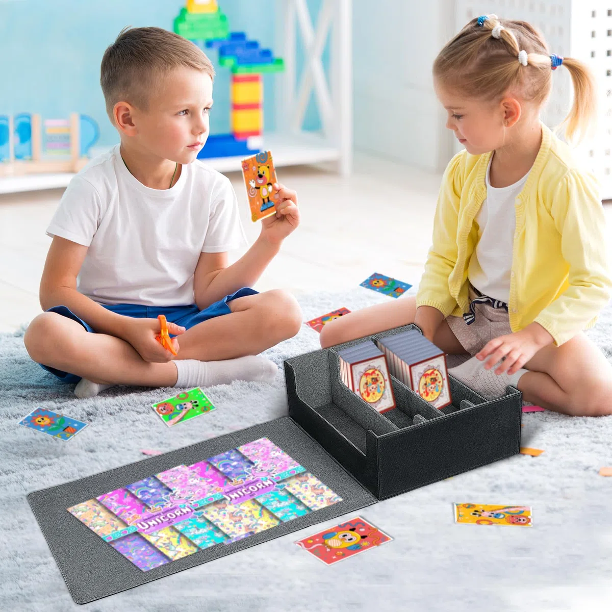 Newpop Scatola Porta Carte da Gioco per Capacità di 1800 Carte, Porta Carte Magic, Porta Carte Collezionabili, Divisori per Carte Collezionabili, Deck Box Scatola Porta Carte per Carte da Gioco(Nero)