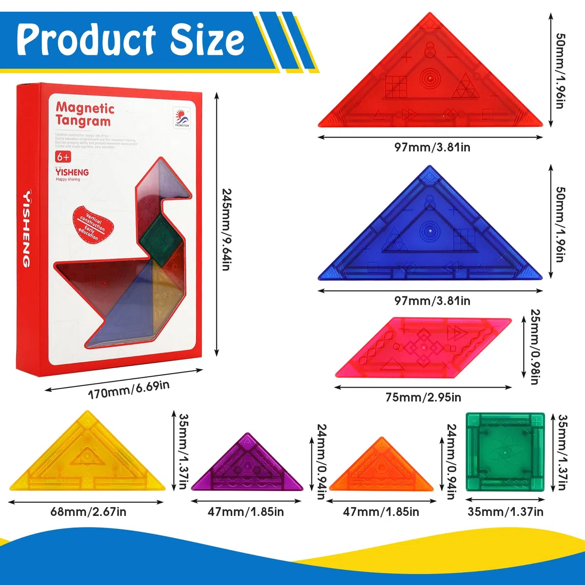 Tangram Magnetico IQ Puzzle Giochi di viaggio curioso e divertente per bambini dai 4 Tangram Bambini Tetris Magnetic Gioco Aereo Gadget