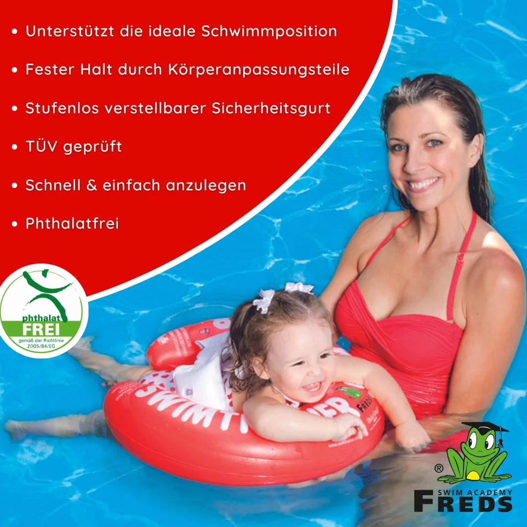 FREDS SWIM ACADEMY SWIMTRAINER Classic Rosso - Allenatore di nuoto per bambini dai 3 mesi ai 4 anni - aiuto gonfiabile per il nuoto per abituarsi all'acqua, per principianti