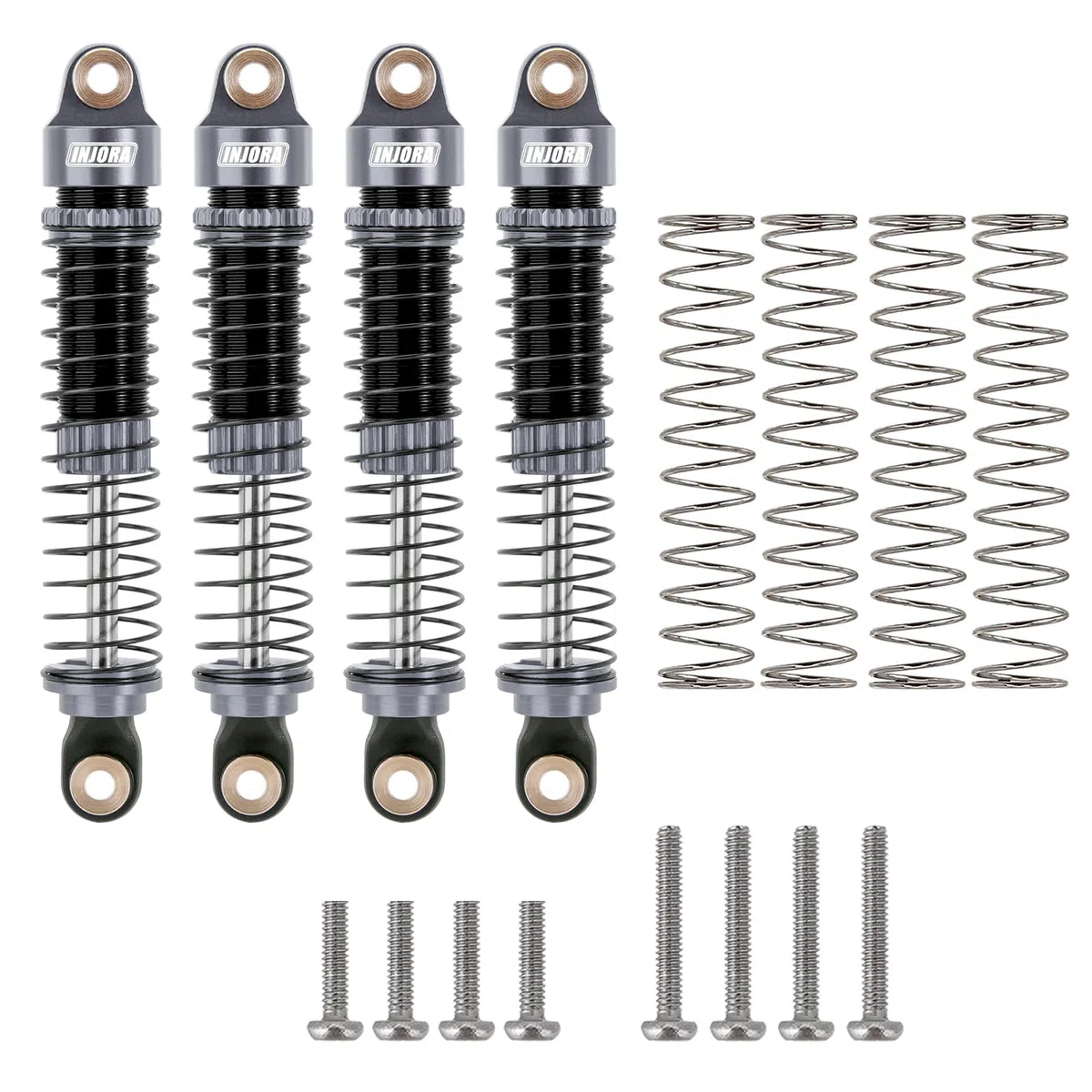 INJORA 59MM Ammortizzatori Long Threaded Ammortizzatore Smorzatore Olio per TRX4M K10 High Trail Upgrade 1/18, Grigio