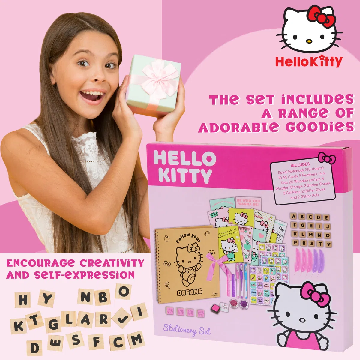 Hello Kitty Sanrio Scrapbooking Kit Bambina Set Arte con Scrapbooking Accessori Kawaii Giornale Adesivi Francobolli Penne Gel Anime Regalo Ragazza