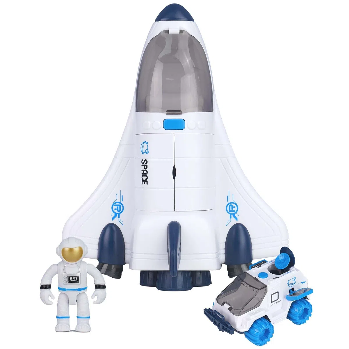 Space Shuttle - Razzo Giocattolo Spaziale per Bambini e Ragazzi, Giocattolo Educativo Scientifico con Astronauti Figure (Blu)