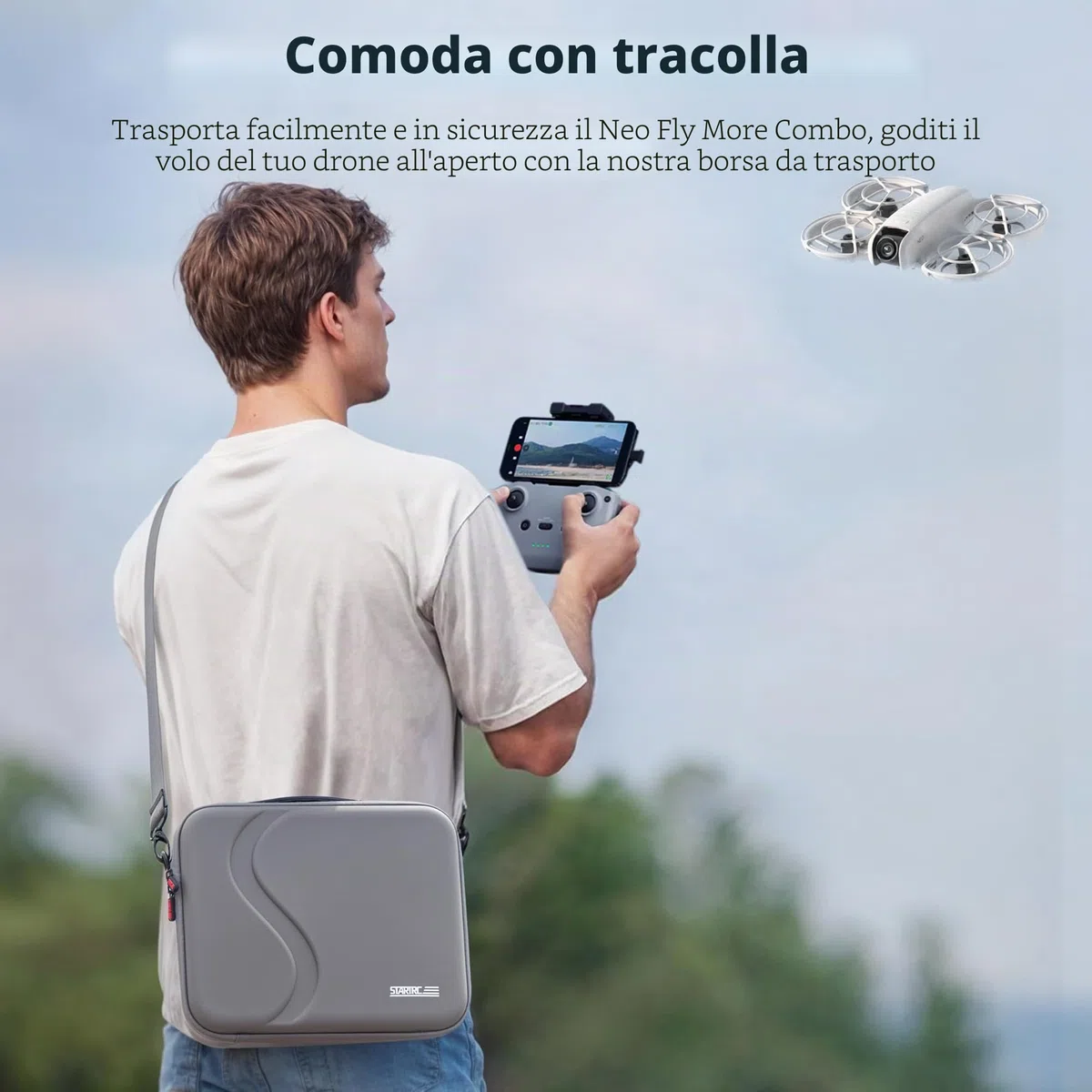 STARTRC Drone Neo RC-N3 Custodia, borsa protettiva portatile in PU per DJI Neo Fly More Combo Accessories, compatibile per DJI Neo 3 x batteria(Non compatibile con NEO2)