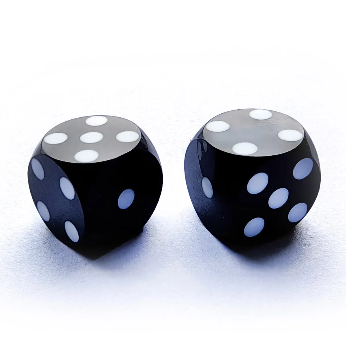 Bescon Professional Precision Dice Round Corner 9/16" (14.3mm) with Random Serial Number, Precision Cut Dice 14.3MM Solid Black, 2pcs Set