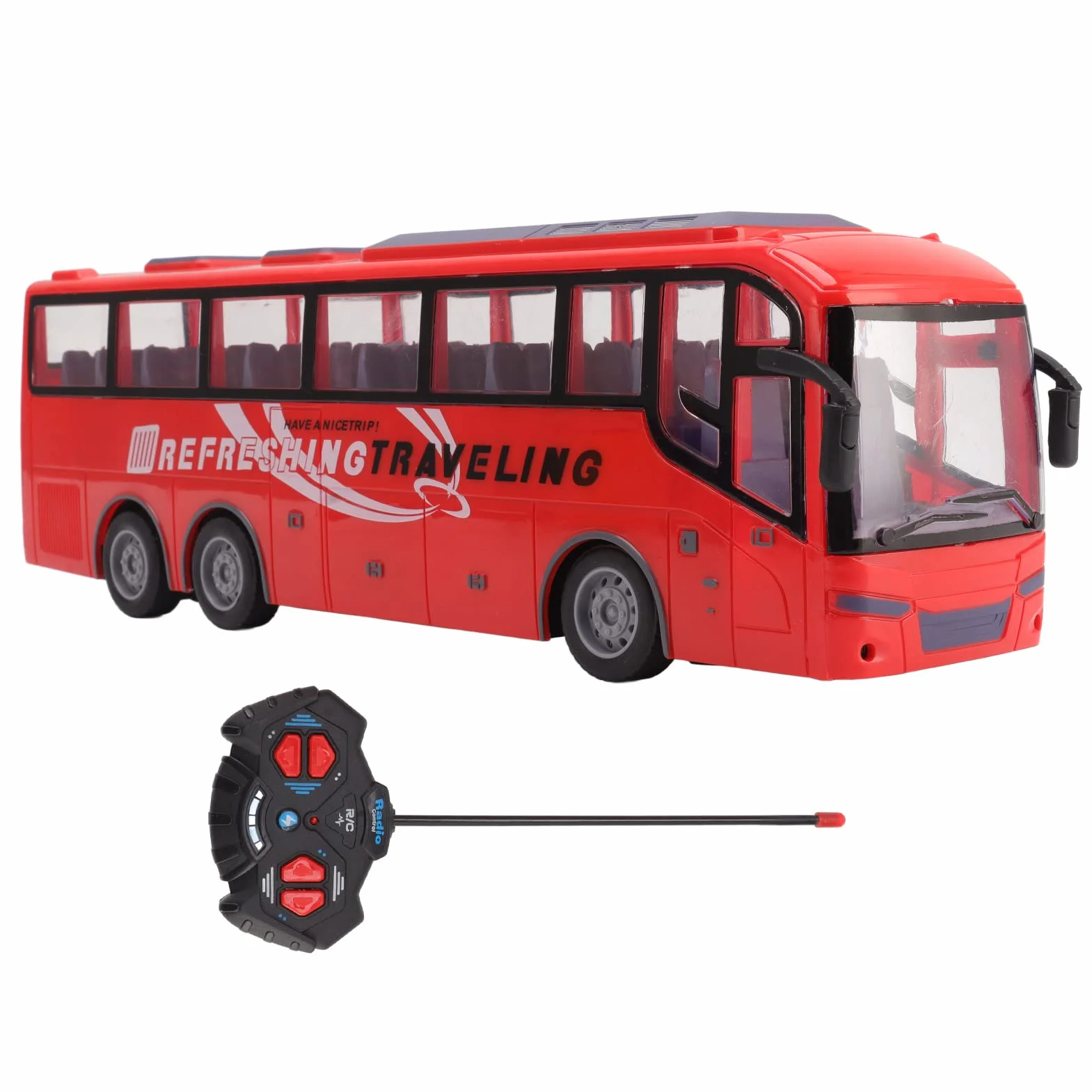 Auto per Autobus Telecomandata, Giocattolo per Autobus Telecomandato 1/30, Modello di Simulazione Wireless Elettrica di Grandi Dimensioni per RC con Telecomando (Viaggio Rosso)
