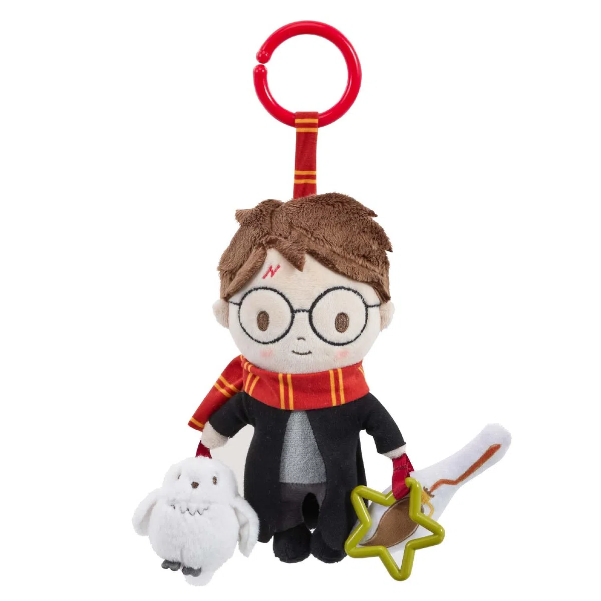 Harry Potter On the Go Activity Toy - Carrozzina e passeggino con clip giocattolo per neonati con scopa increspata e gufo che squittisce, giocattolo sensoriale di Harry Potter per bambini, accessorio