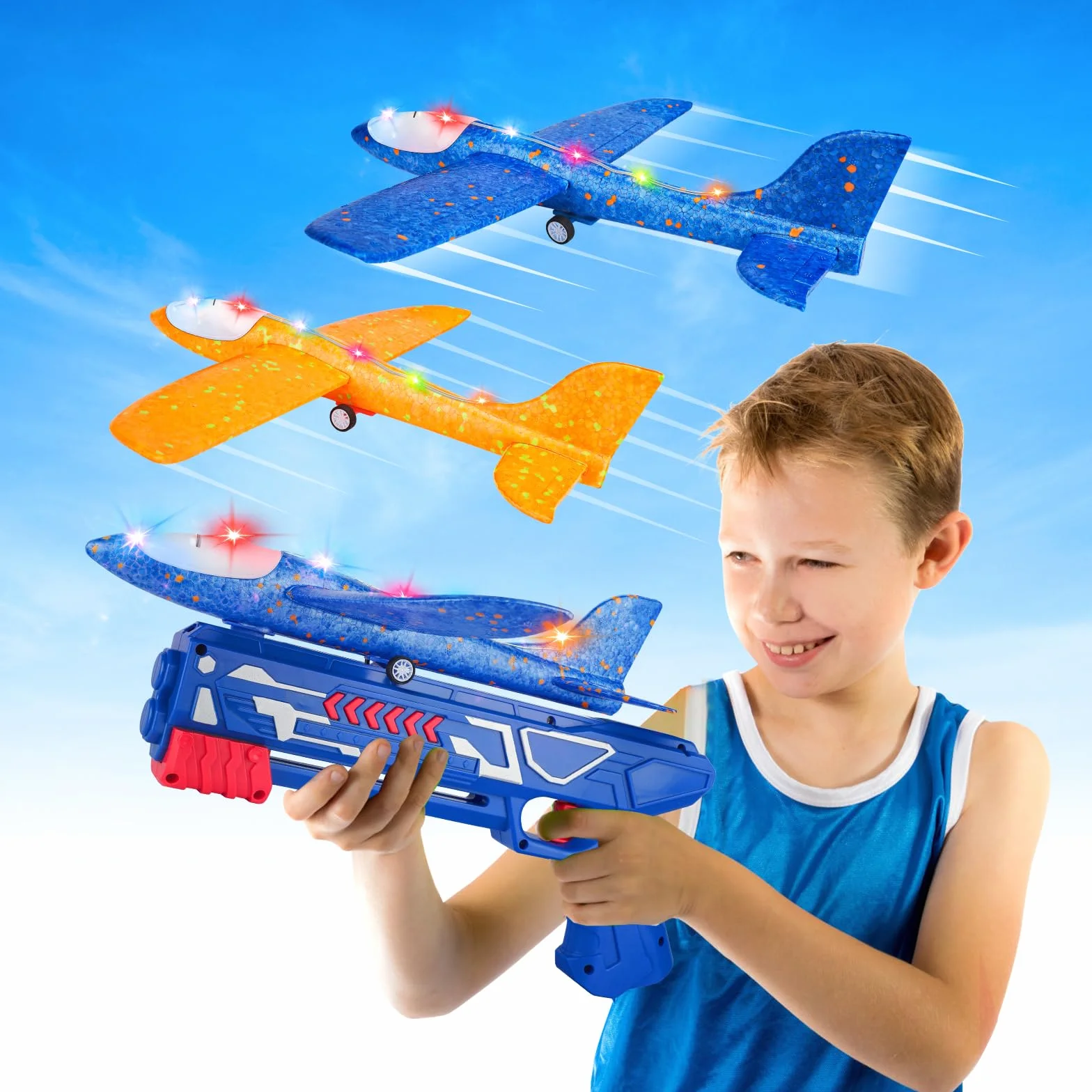 2 aereo in polistirene con pistola catapulta