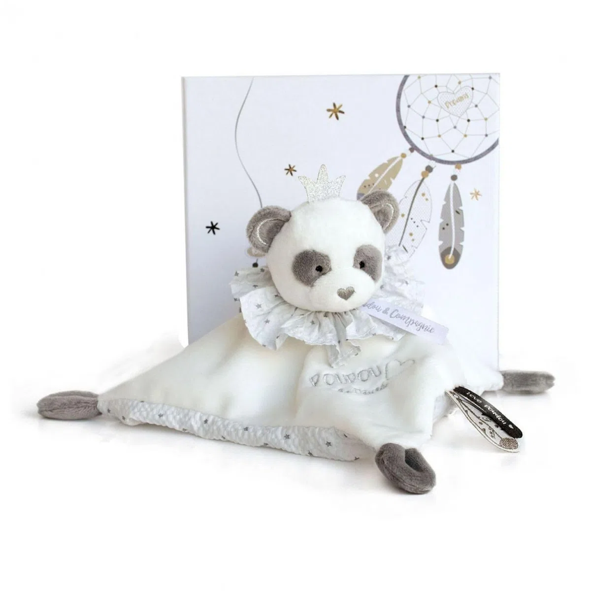 Doudou plat Panda Attrape-rêve Doudou et Compagnie 20 cm Gris