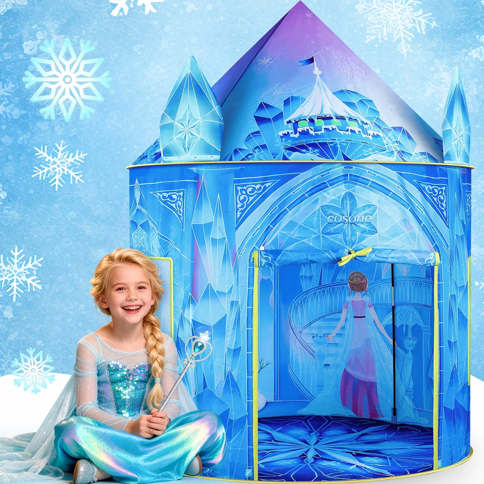 Cosone Tenda per Bambini, Tenda da Gioco Castello da Principessa per Ragazze con Borsa da Trasporto, Portatile Pieghevole Tenda dei Giochi per Interni ed Esterni Regalo Natale Compleanno