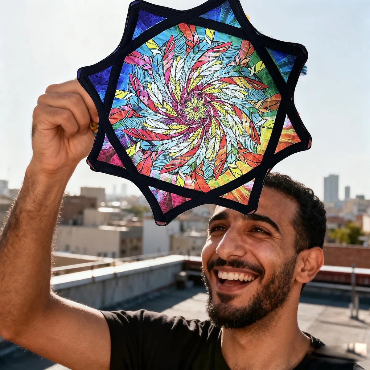 Panno per Spinning per Principianti, Panno per Spinning Flow Star da 24 Pollici con Vivaci Motivi Bifacciali, Giocattolo da Giocoleria Rotante con la Punta delle Dita per Bambini e Adulti C