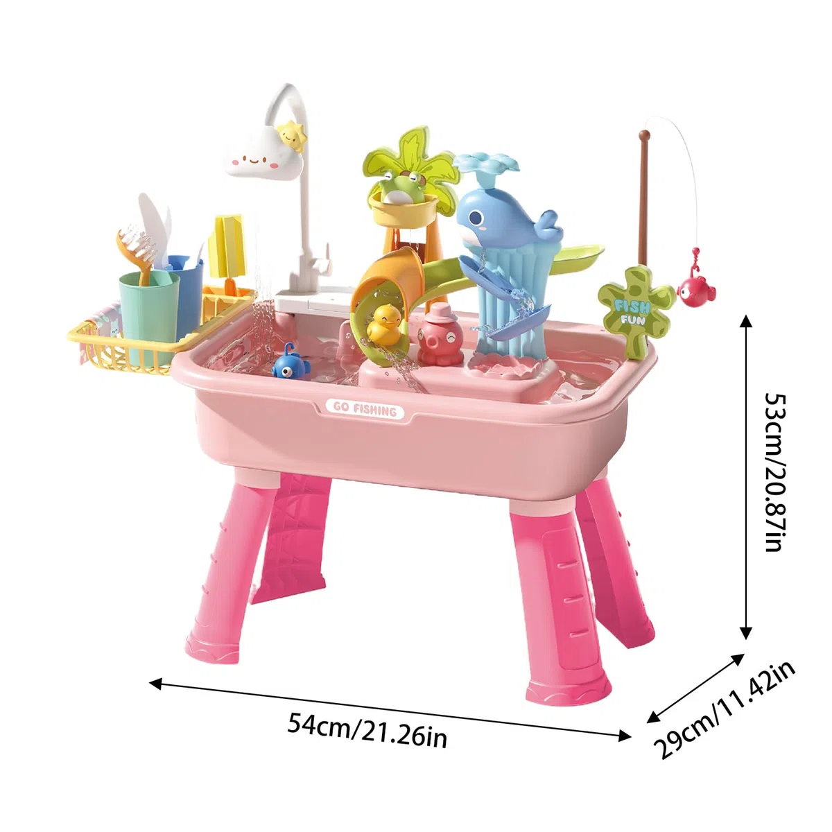 xMesa de Agua para Niños - 4 in 1 de fregadero eléctrico | Set de juego de simulación educativa | Las Aguas al AIRE juegan Niños y Niñas | Mesa de actividades de Agua amigable para Los v