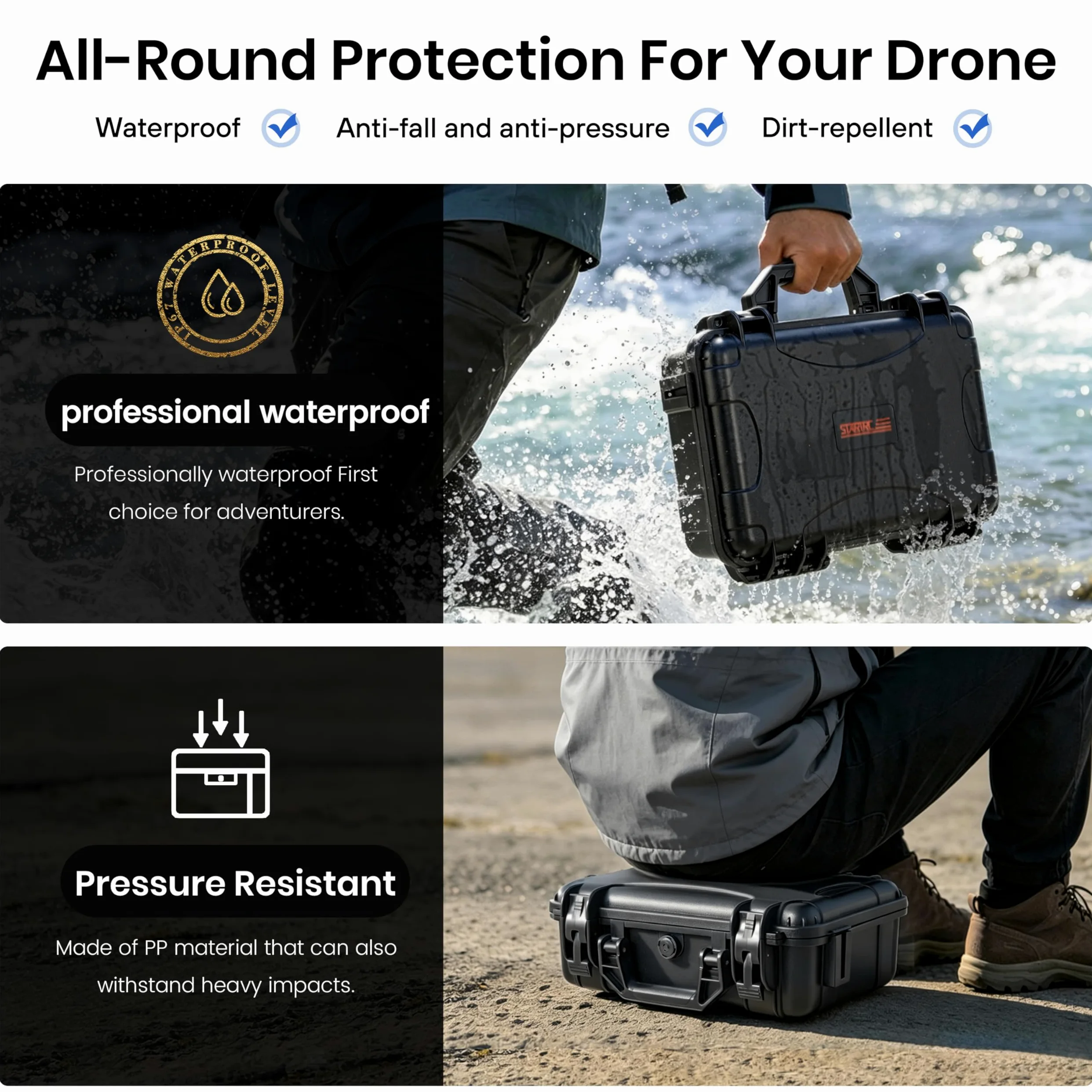 STARTRC Lito X1/1 Custodia, Borsa rigida da trasporto impermeabile per DJI Lito X1/1 Fly More Combo accessori per DJI Manetta RC N3/N2, 7 batterie e hub di ricarica 【NON per RC 2】